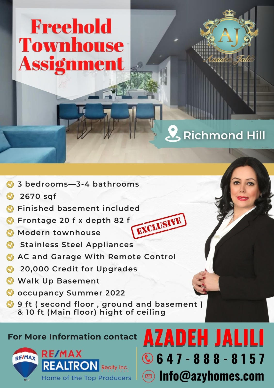 Freehold Townhouse Assignment In Richmond Hill …. AZADEH JALILI Freehold Townhouse Assignment In Richmond Hill …. AZADEH JALILI